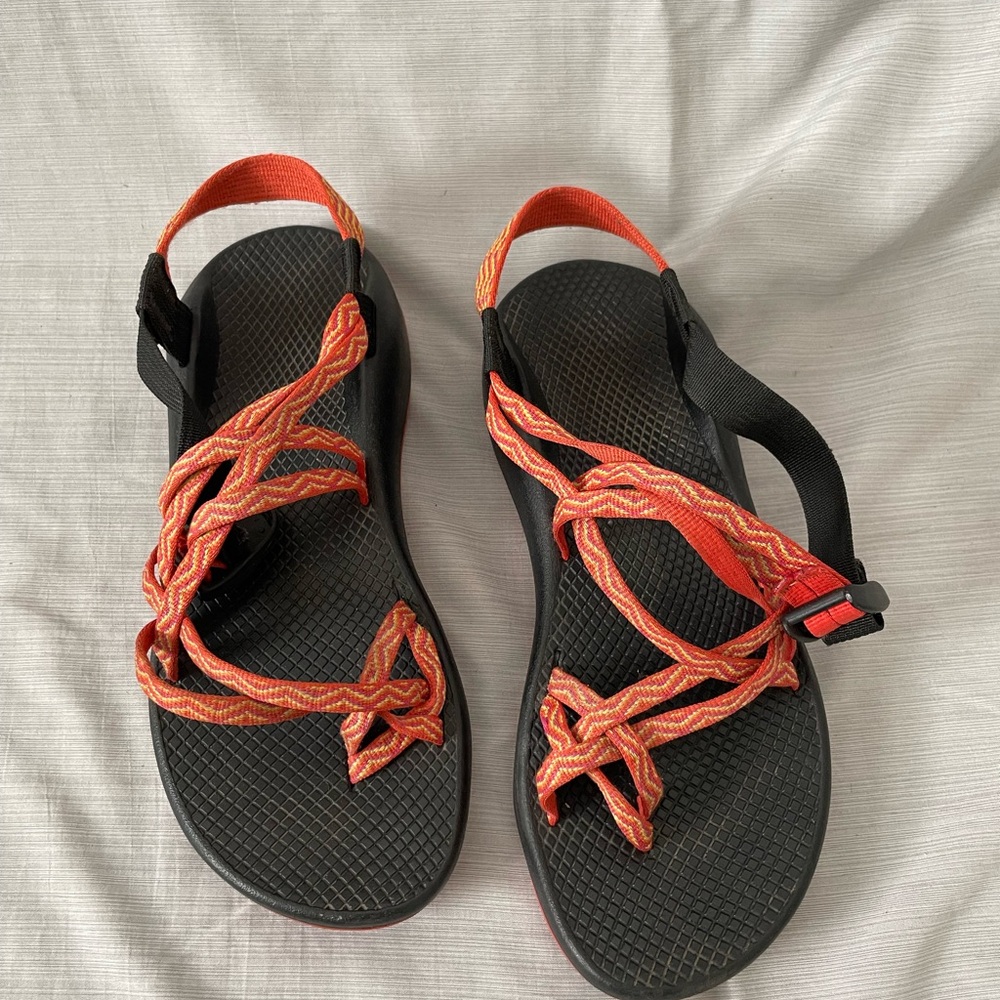 Orange and Black Strappy Sandals